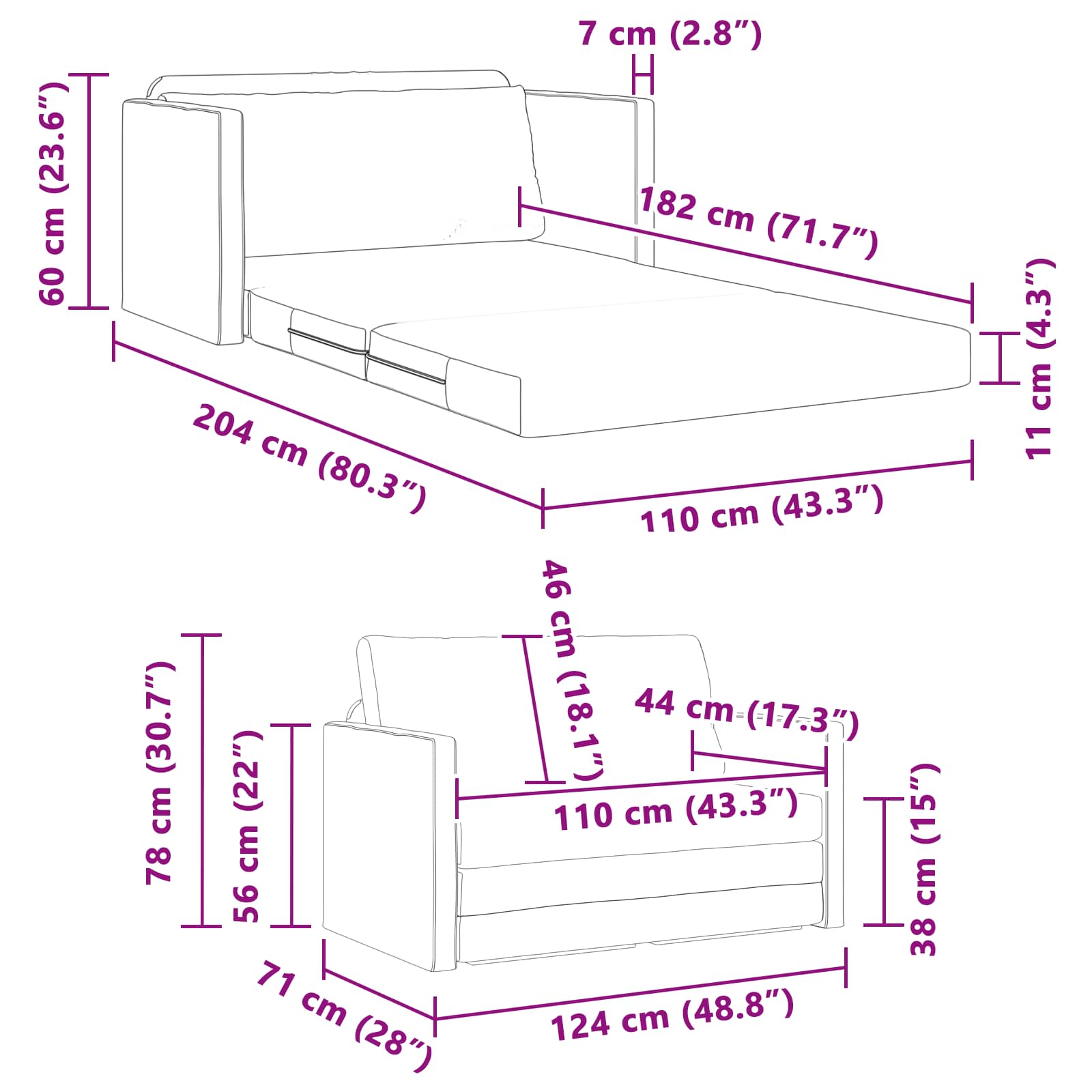 Slaapbank 110cm Donkergroen Stof
