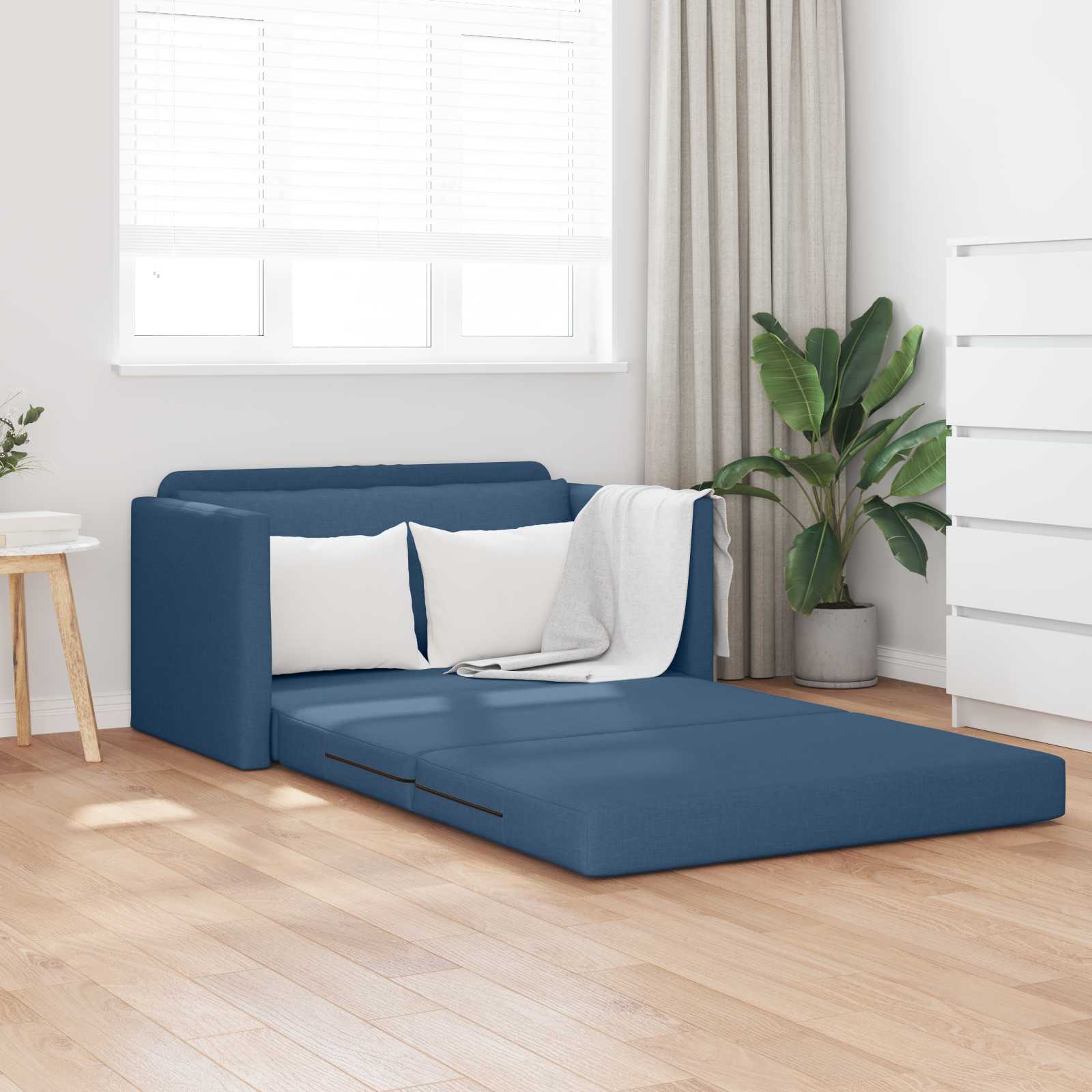 Slaapbank 110cm Blauw Stof
