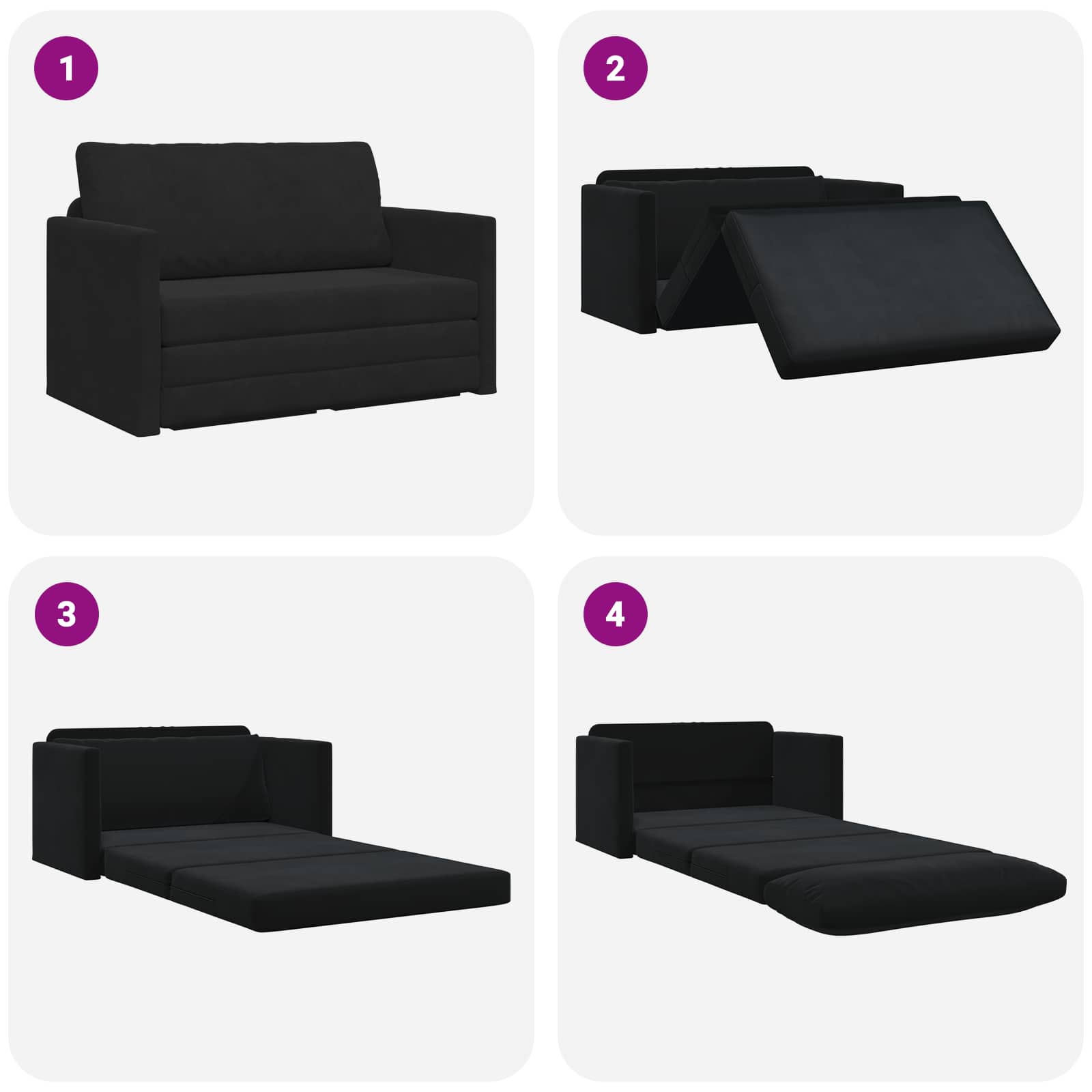 Slaapbank Zwart 124 x 71 x 78 cm Fluweel