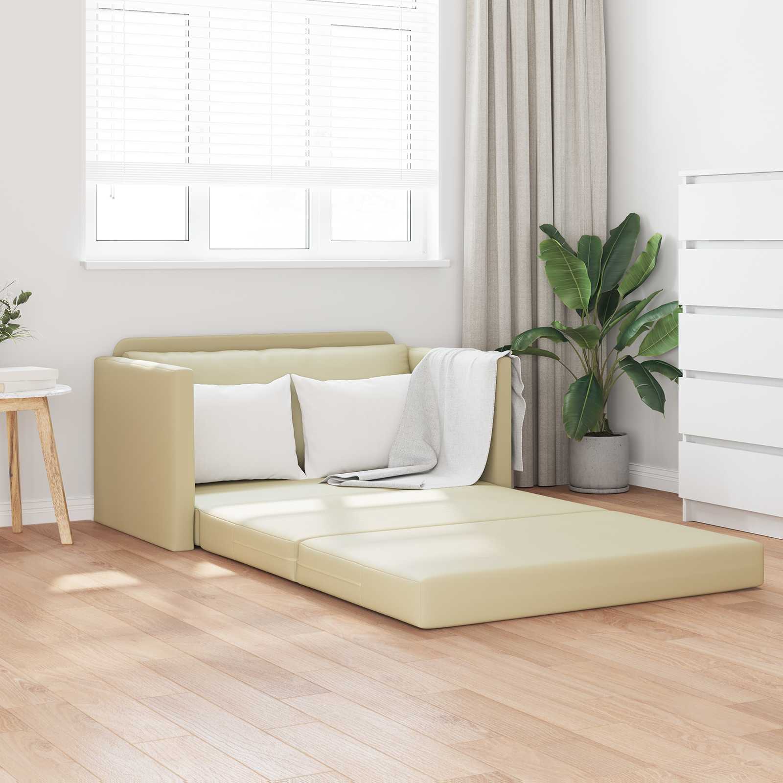 Slaapbank Crème 124 x 71 x 78 cm Kunstleer