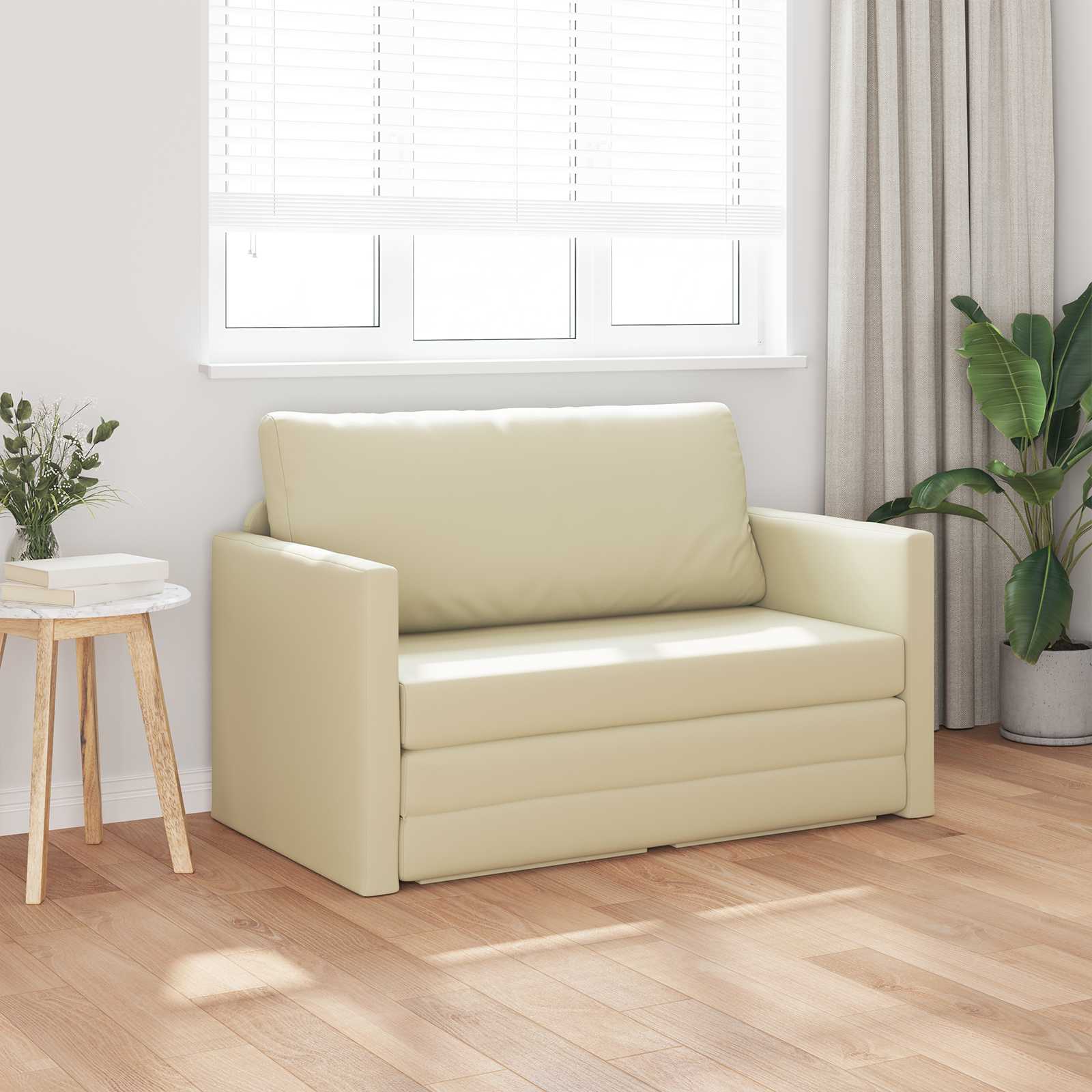Slaapbank Crème 124 x 71 x 78 cm Kunstleer