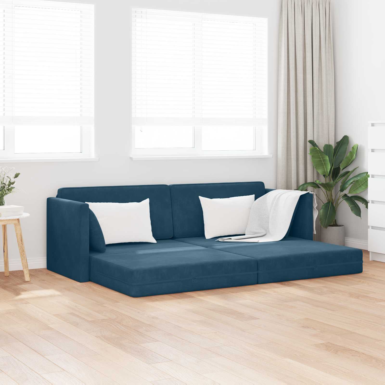 Vloerslaapbank Blauw 213 x 70 x 77 cm Fluweel