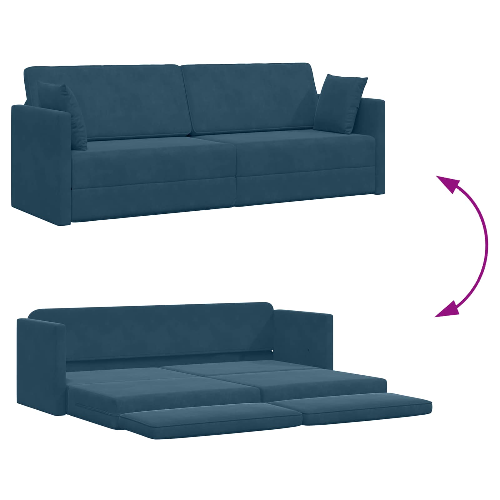 Vloerslaapbank Blauw 213 x 70 x 77 cm Fluweel