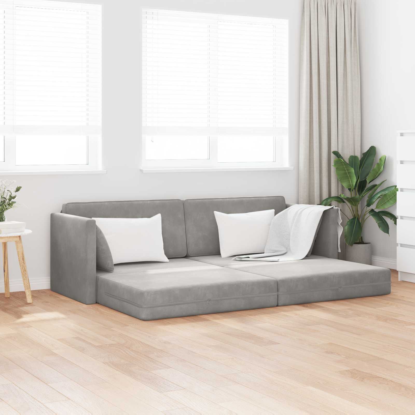 Vloerslaapbank Lichtgrijs 213 x 70 x 77 cm Fluweel
