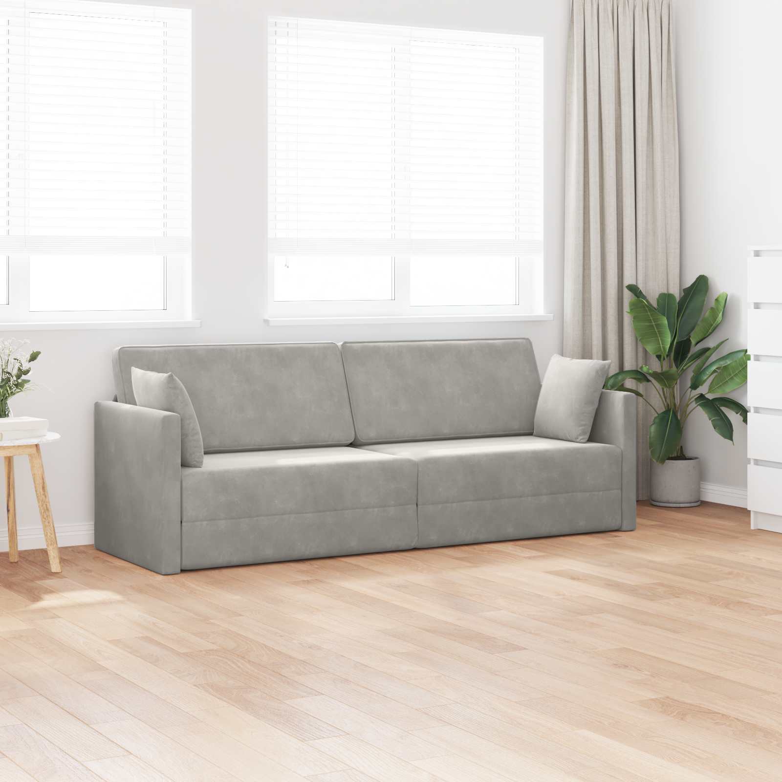 Vloerslaapbank Lichtgrijs 213 x 70 x 77 cm Fluweel