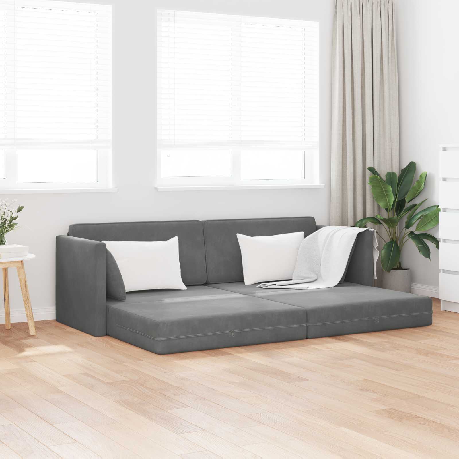 Vloerslaapbank Donkergrijs 213 x 70 x 77 cm Fluweel