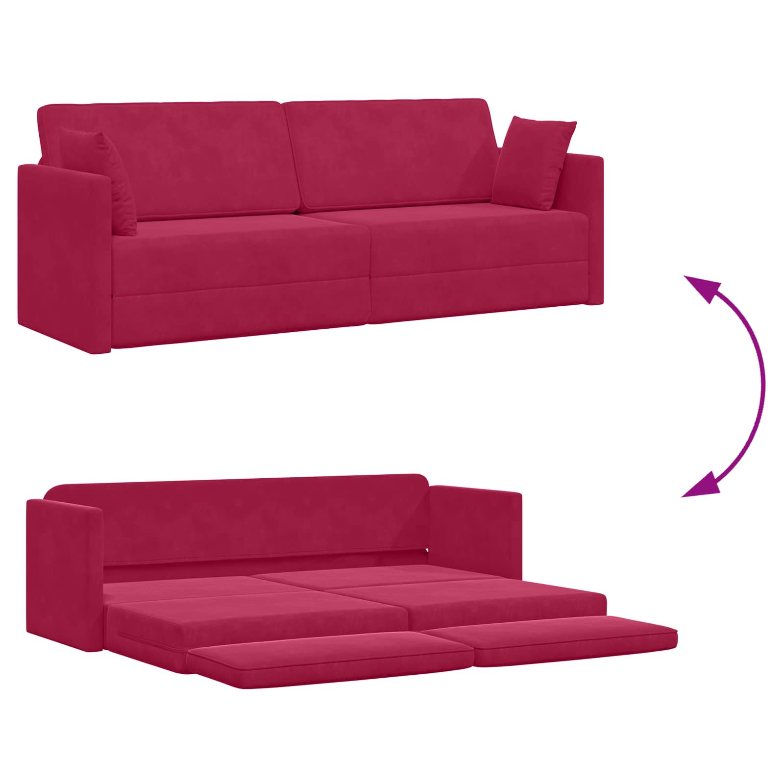 Vloerslaapbank Wijnrood 213 x 70 x 77 cm Fluweel