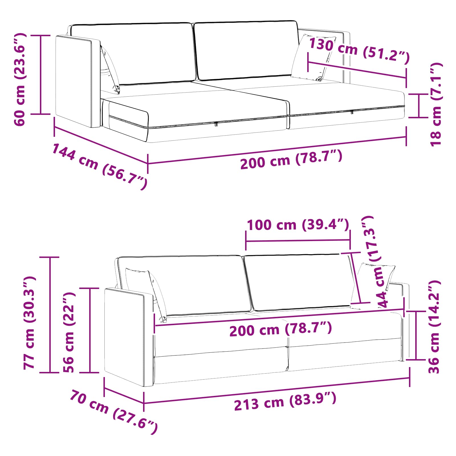 Vloerslaapbank Wijnrood 213 x 70 x 77 cm Fluweel