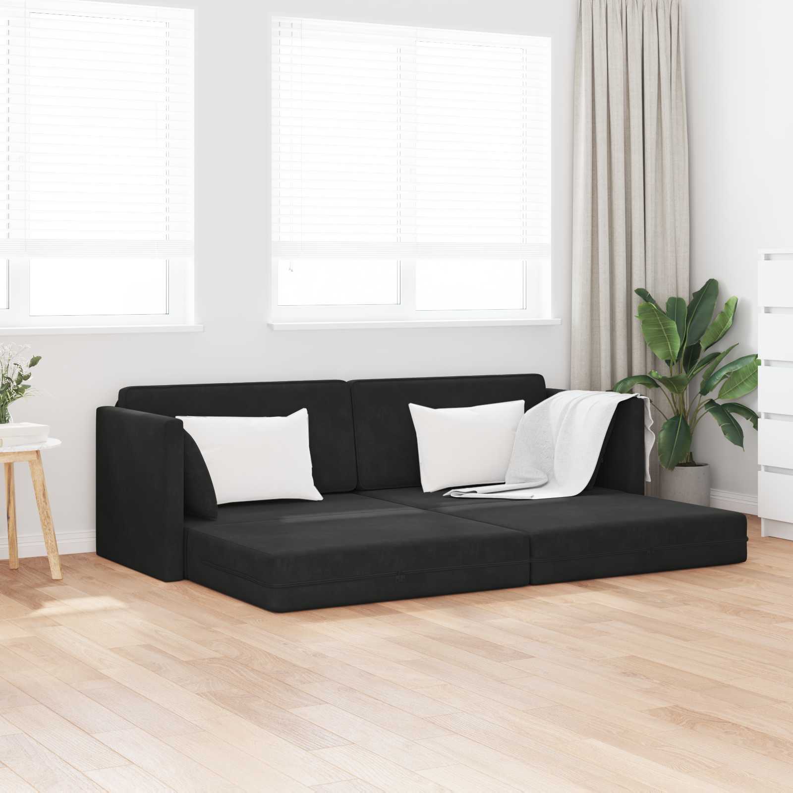 Vloerslaapbank Zwart 213 x 70 x 77 cm Fluweel
