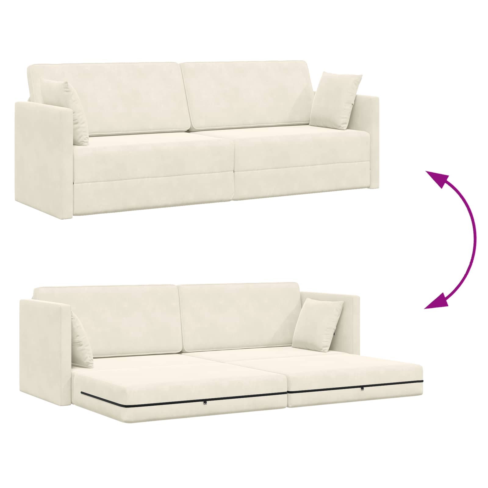 Vloerslaapbank Crème 213 x 70 x 77 cm Fluweel