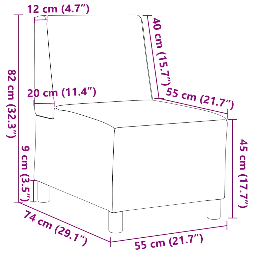 Modulaire Bank Zonder Armleuningen 55 Cm Stof Lichtgrijs
