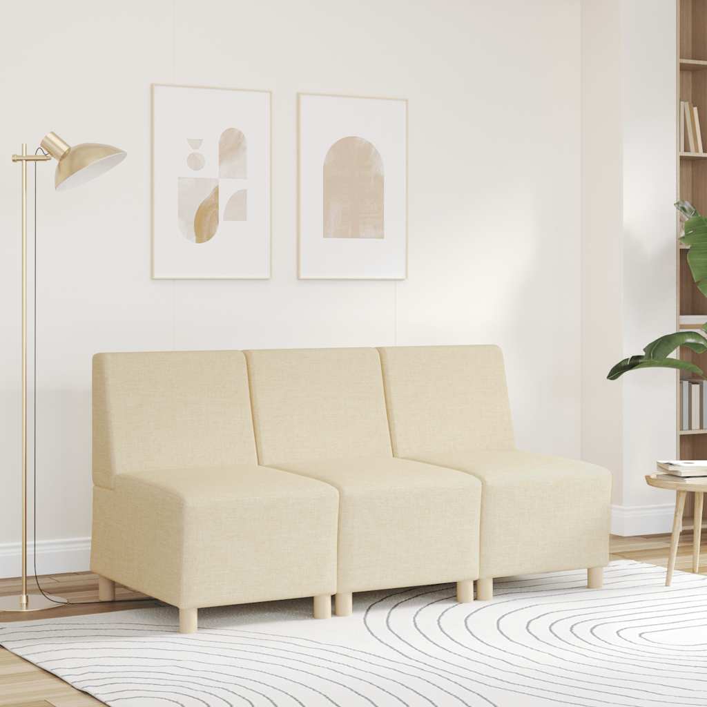 Modulaire bank zonder armleuningen crème 55 cm stof