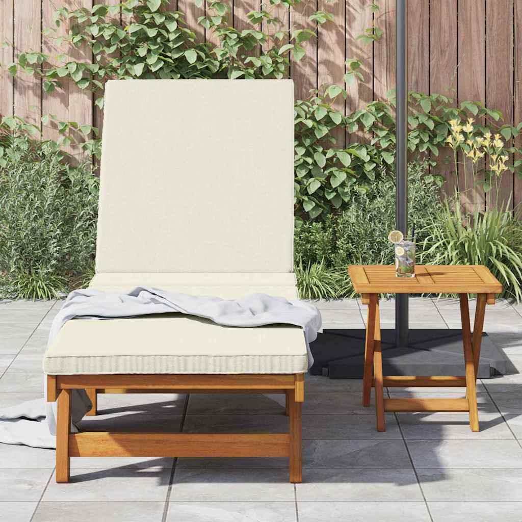 Ligstoel Bruin en Crème 199 x 63 x 85 cm Massief Acaciahout