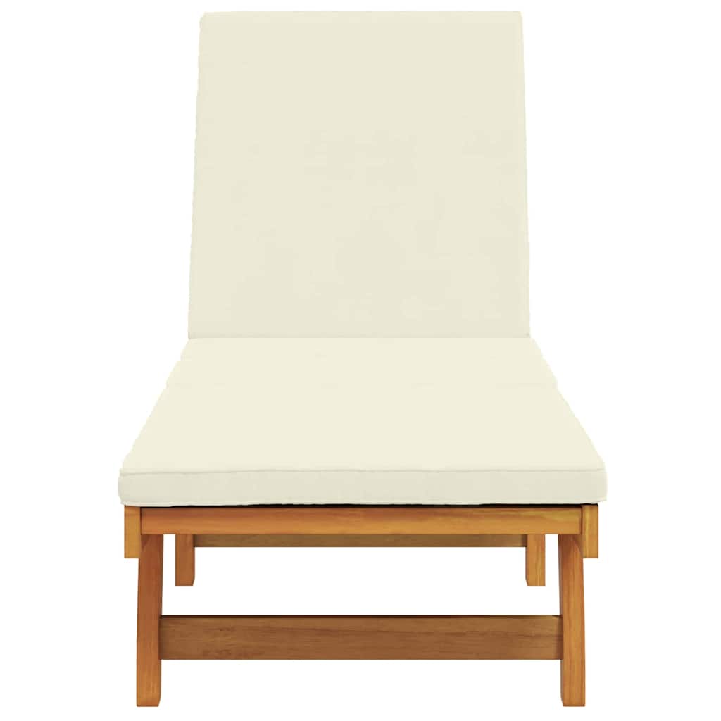 Ligstoel Bruin en Crème 199 x 63 x 85 cm Massief Acaciahout