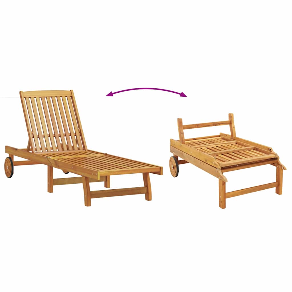 Ligstoel Bruin en Crème 199 x 63 x 85 cm Massief Acaciahout