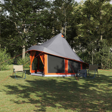 Tipi Tent met dak Grijs en Oranje 404 x 370 x 270 cm taft