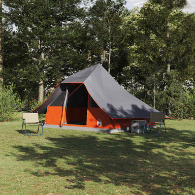 Tipi Tent met dak Grijs en Oranje 364 x 281 x 257 cm taft