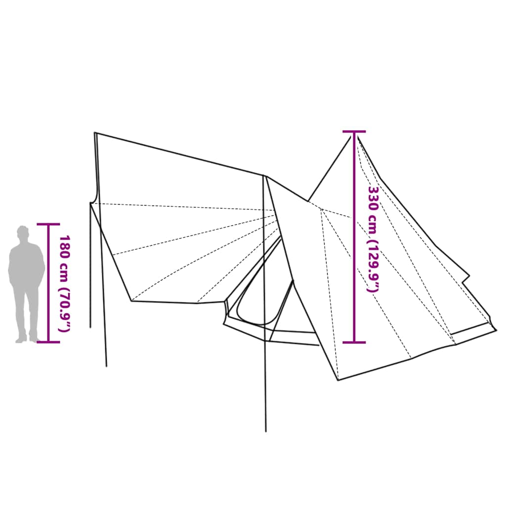 Tipi Tent met dak met opslag Blauw 510 x 690 x 330 cm taft