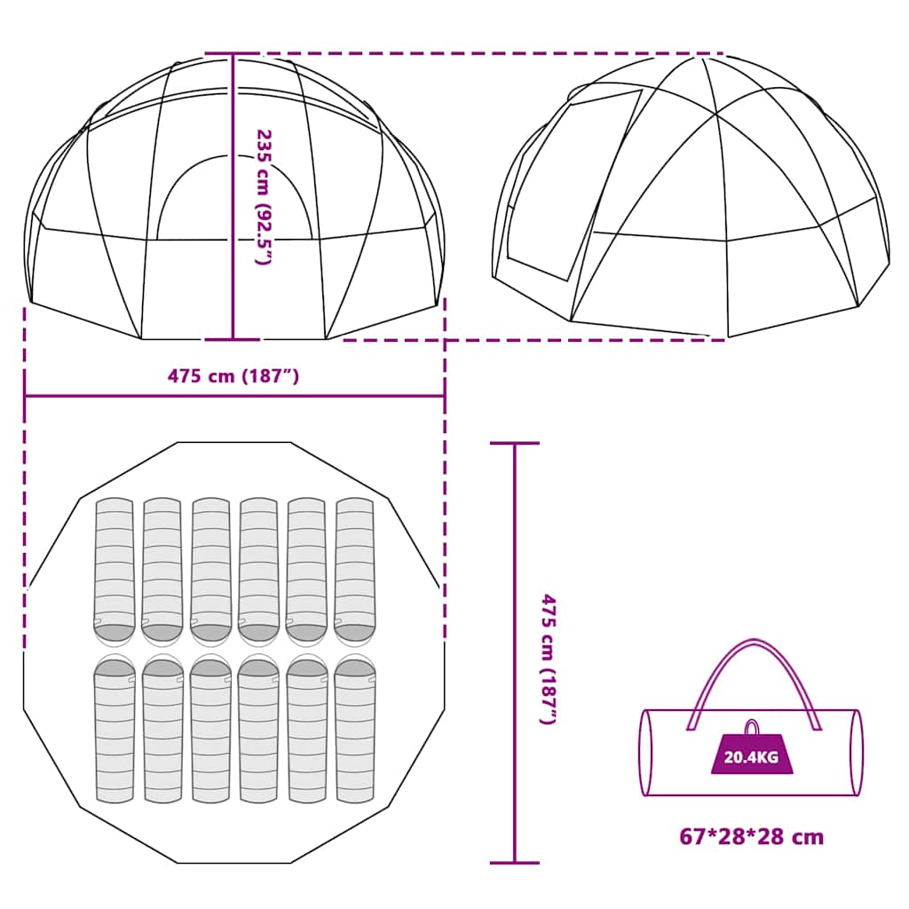 Koepeltent met dak met opslag Blauw 475 x 475 x 235 cm taft