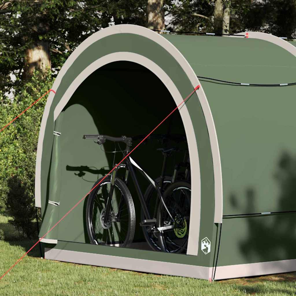 Fietstent met dak met opslag Groen 256 x 222 x 182 cm taft