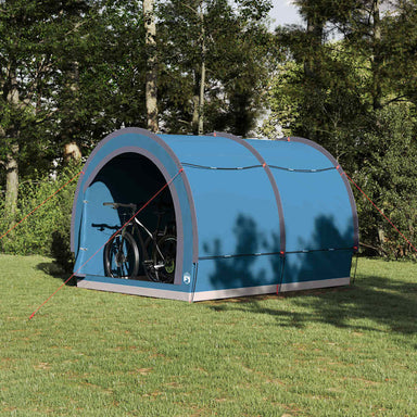 Fietstent met dak met opslag Blauw 256 x 222 x 182 cm taft