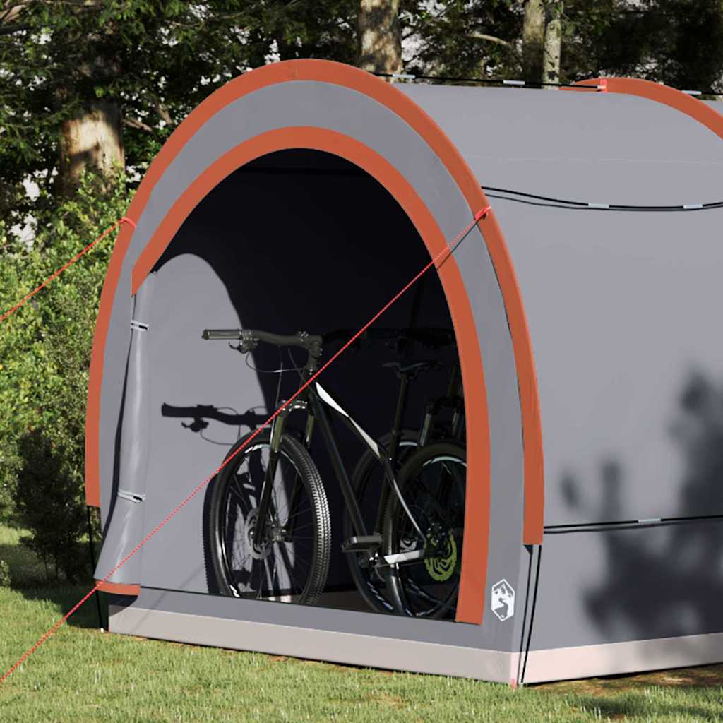 Fietstent met dak Grijs en Oranje 256 x 222 x 182 cm taft