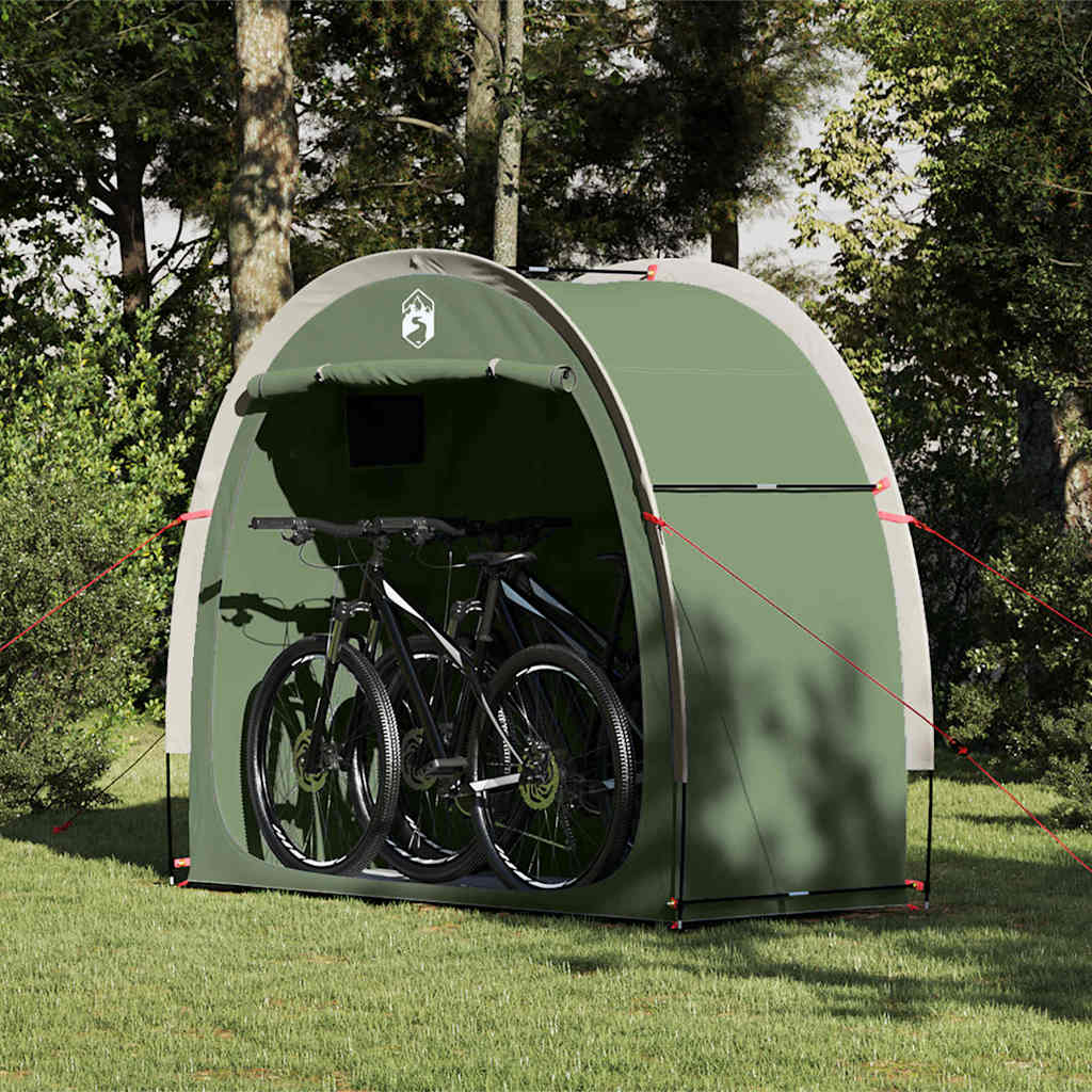 Fietstent met dak met opslag Groen 210 x 90 x 174 cm