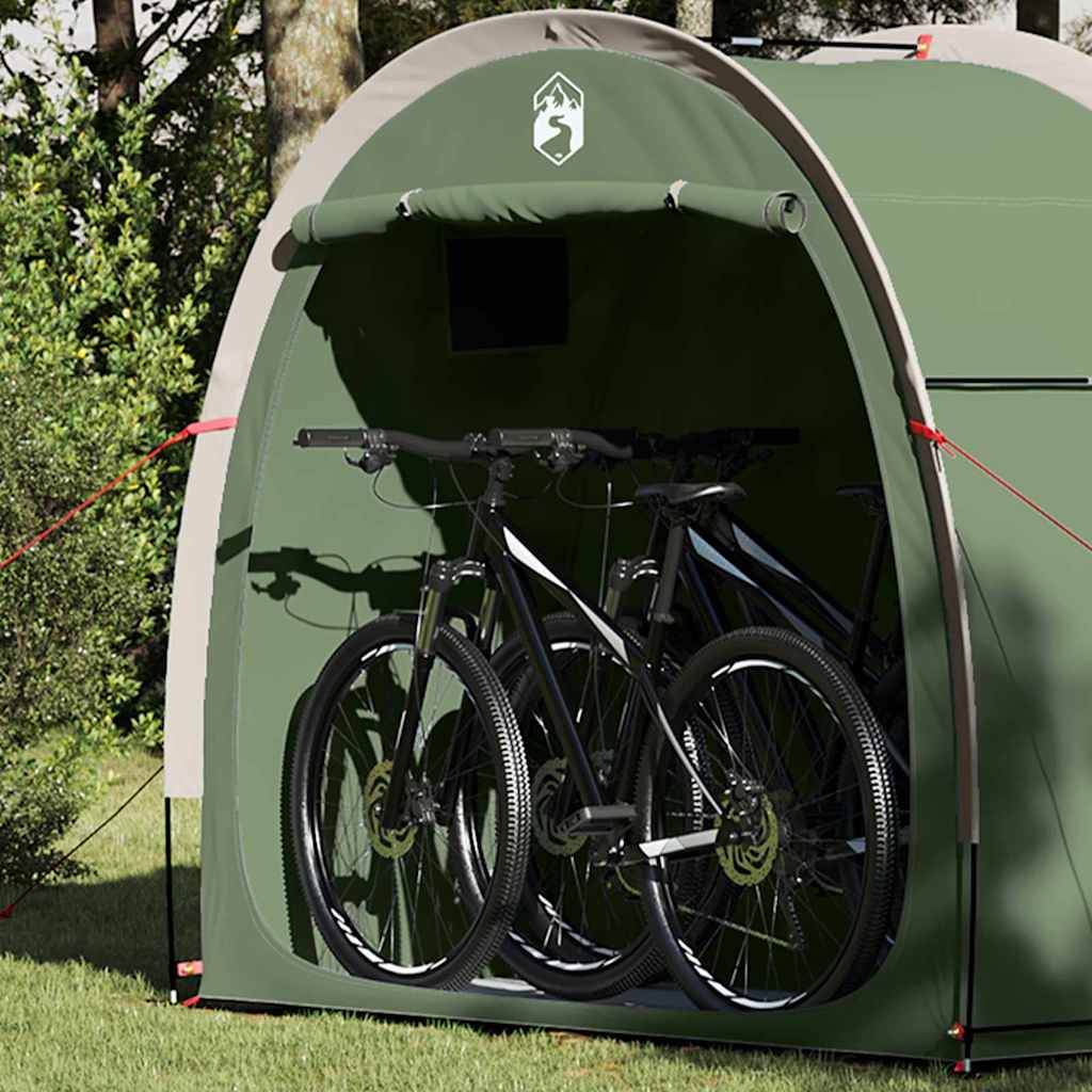 Fietstent met dak met opslag Groen 210 x 90 x 174 cm