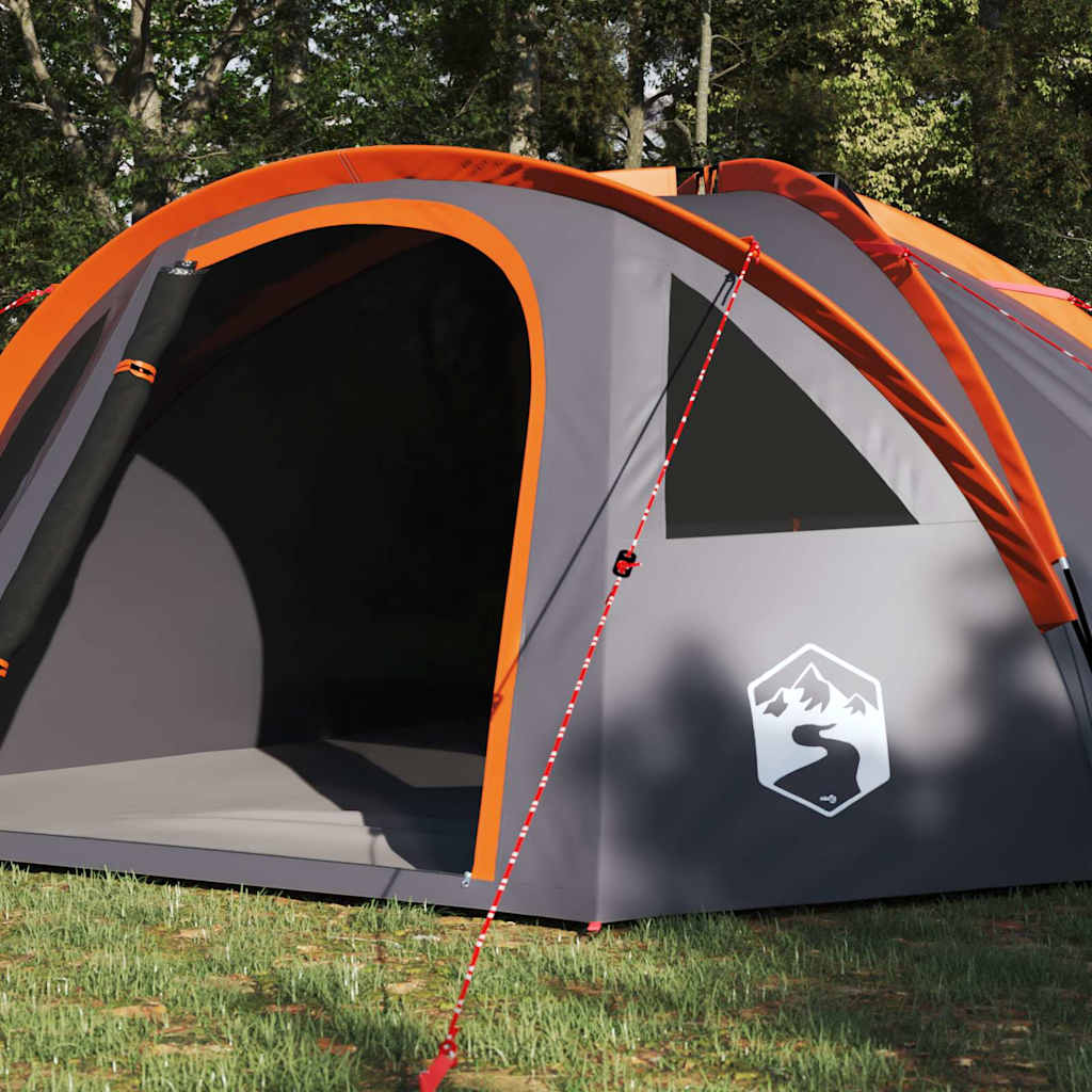 Koepeltent 4-persoons 308 x 268 x 130 cm Grijs en Oranje taft