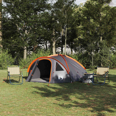 Koepeltent 4-persoons 308 x 268 x 130 cm Grijs en Oranje taft