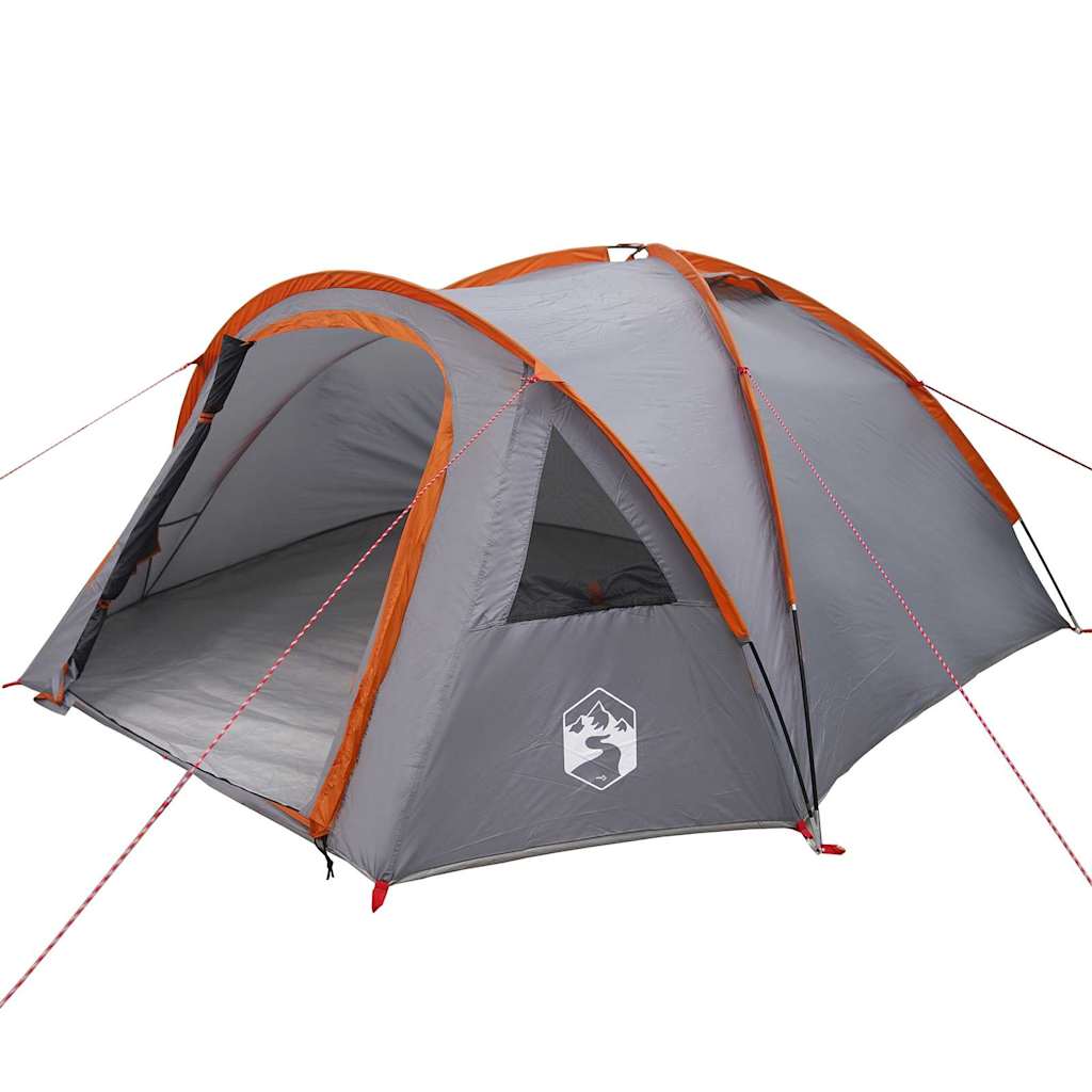 Koepeltent 4-persoons 308 x 268 x 130 cm Grijs en Oranje taft