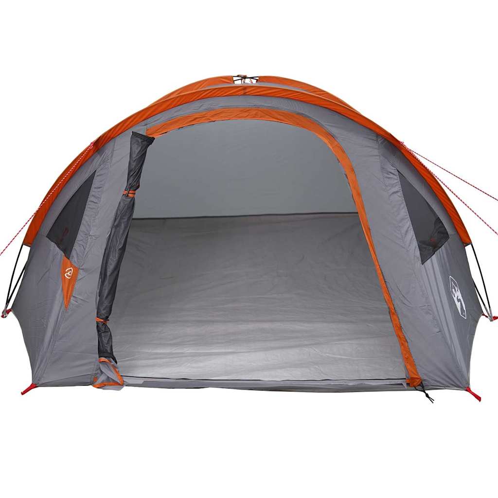 Koepeltent 4-persoons 308 x 268 x 130 cm Grijs en Oranje taft