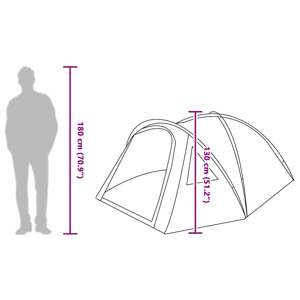Koepeltent 4-persoons 308 x 268 x 130 cm Grijs en Oranje taft