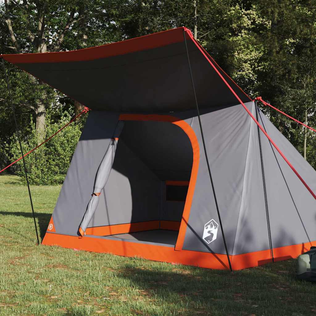 Camping Tent met dak Grijs en Oranje 282 x 225 x 154 cm taft