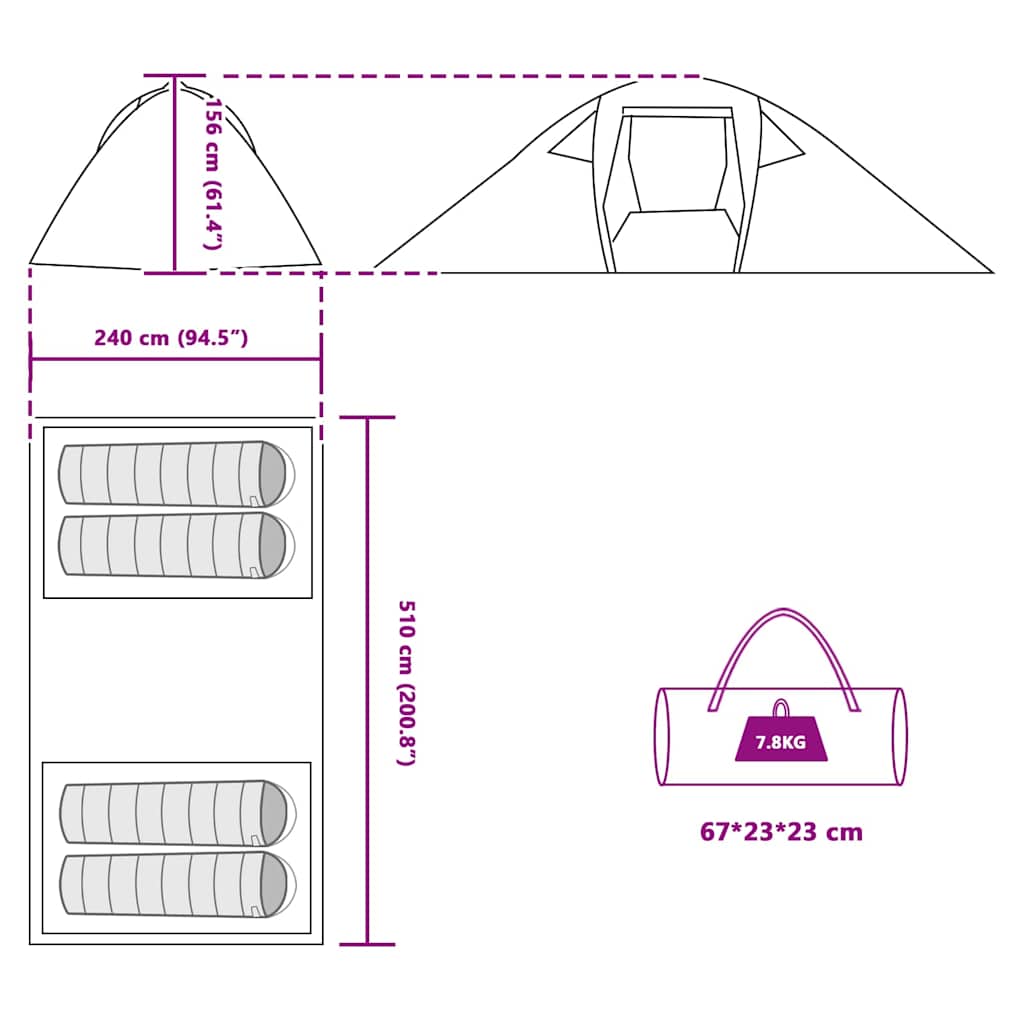 Tunnel tent met dak Grijs en Oranje 510 x 240 x 156 cm taft