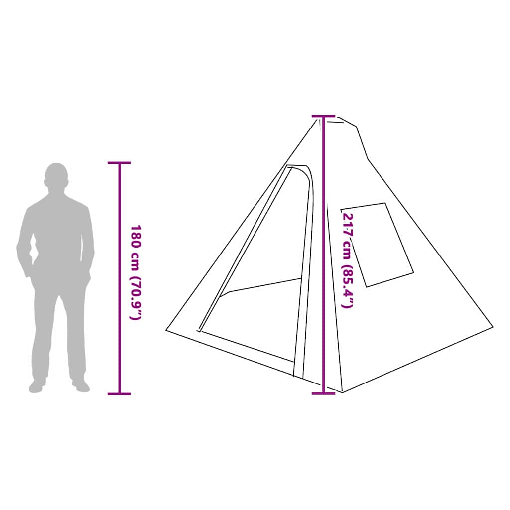 Tipi Tent met dak met opslag Groen 383 x 338 x 217 cm taft