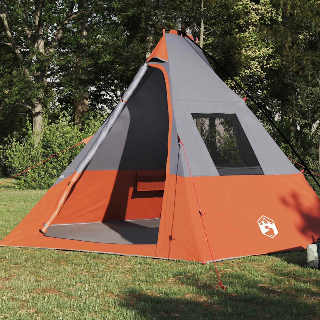 Tipi Tent met dak Grijs en Oranje 383 x 338 x 217 cm taft