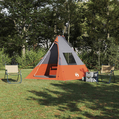 Tipi Tent met dak Grijs en Oranje 383 x 338 x 217 cm taft
