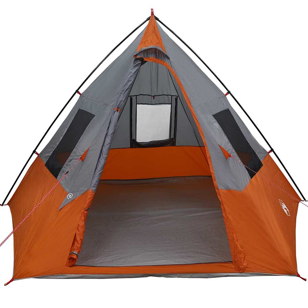Tipi Tent met dak Grijs en Oranje 383 x 338 x 217 cm taft