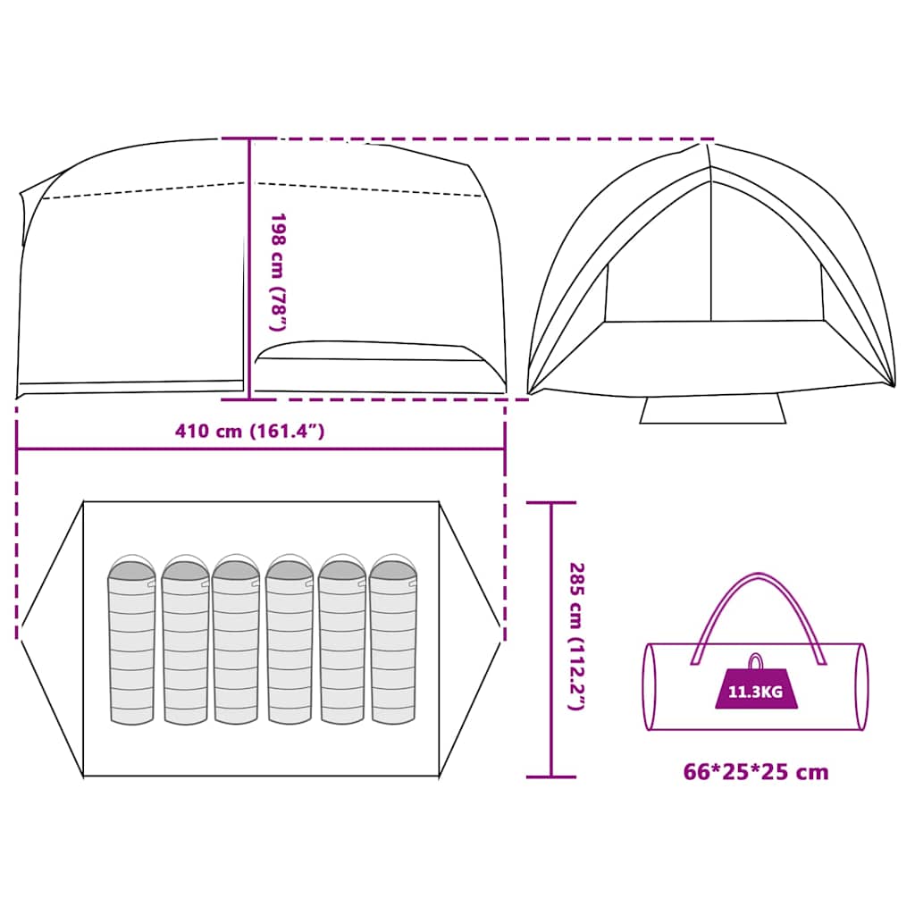 Tunnel tent met dak Grijs en Oranje 410 x 285 x 198 cm taft