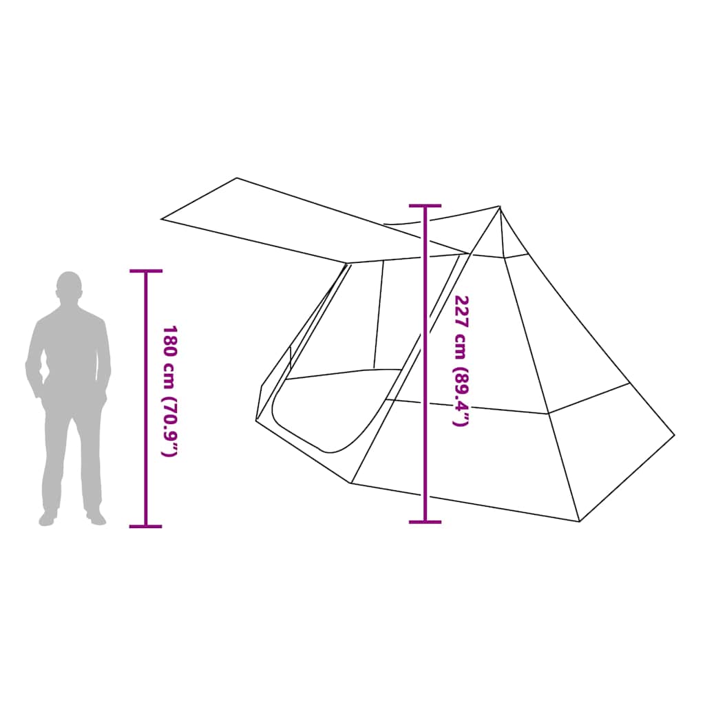 Camping Tent met dak met opslag Groen 482 x 360 x 227 cm taft