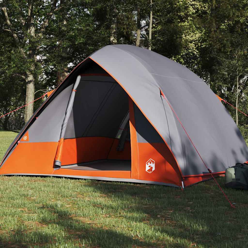 Camping Tent met dak Grijs en Oranje 275 x 230 x 140 cm taft