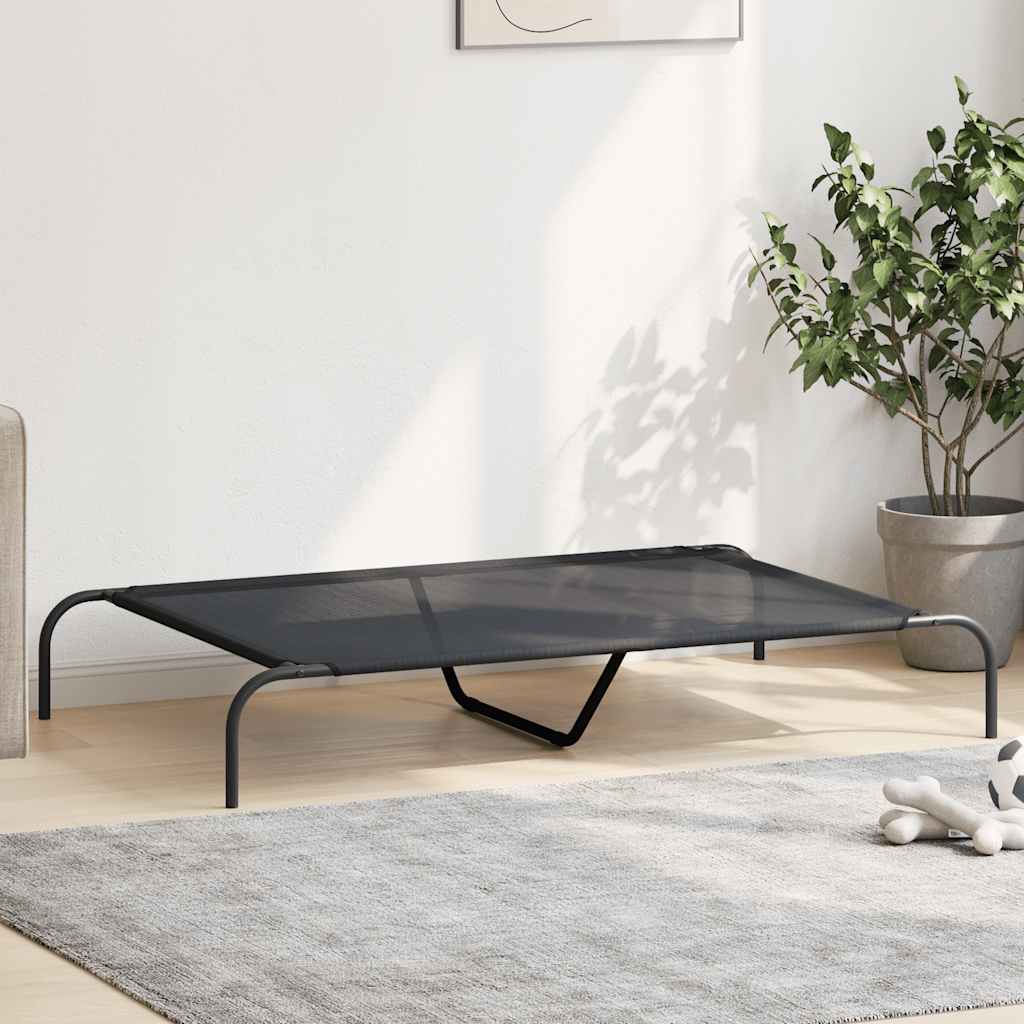Hondenmand verhoogd 130x80x20 cm textiel en staal zwart