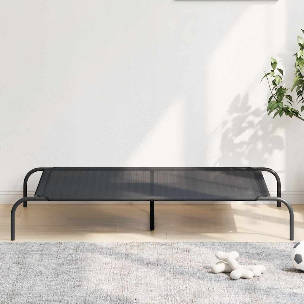 Hondenmand verhoogd 130x80x20 cm textiel en staal zwart