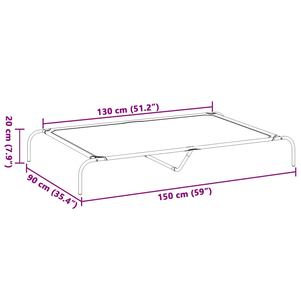 Hondenmand verhoogd 150x90x20 cm Oxford stof en staal zwart