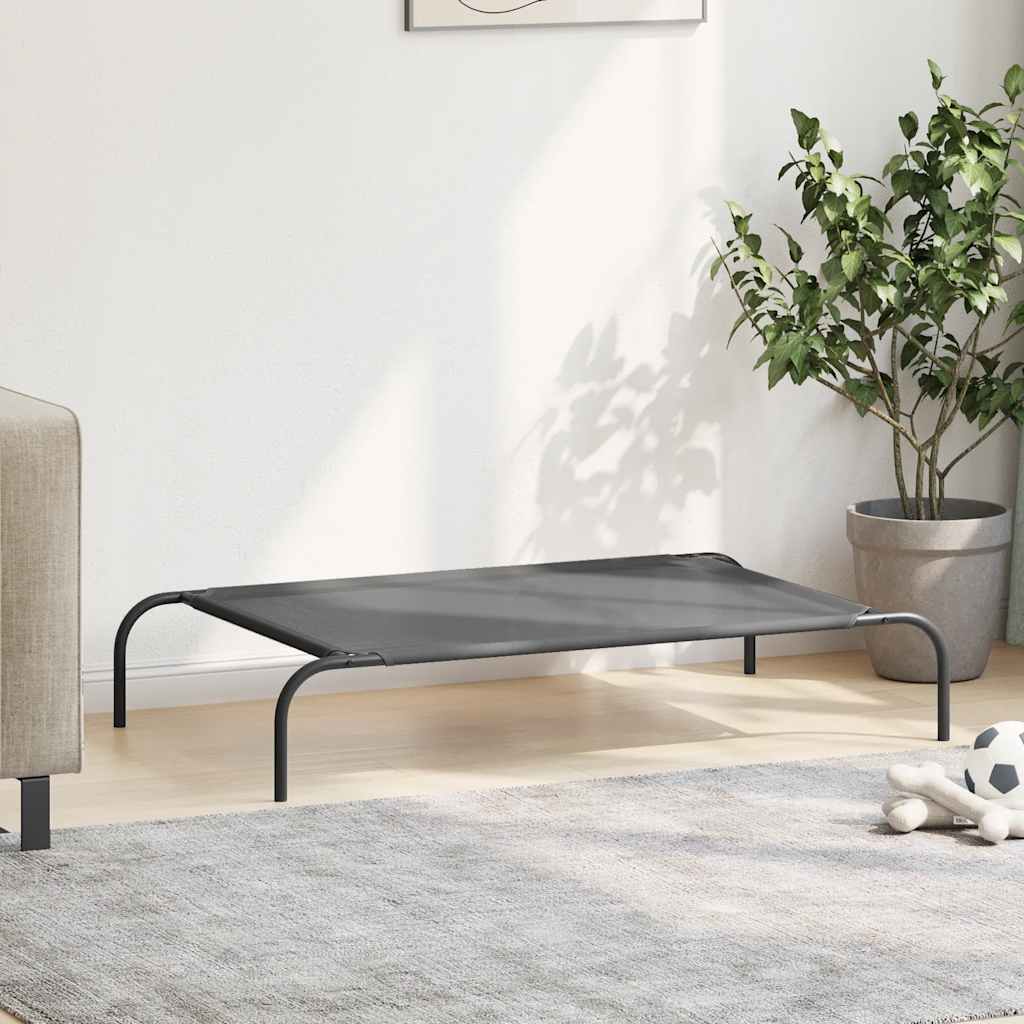 Hondenmand verhoogd 110x65x20 cm textiel en staal grijs