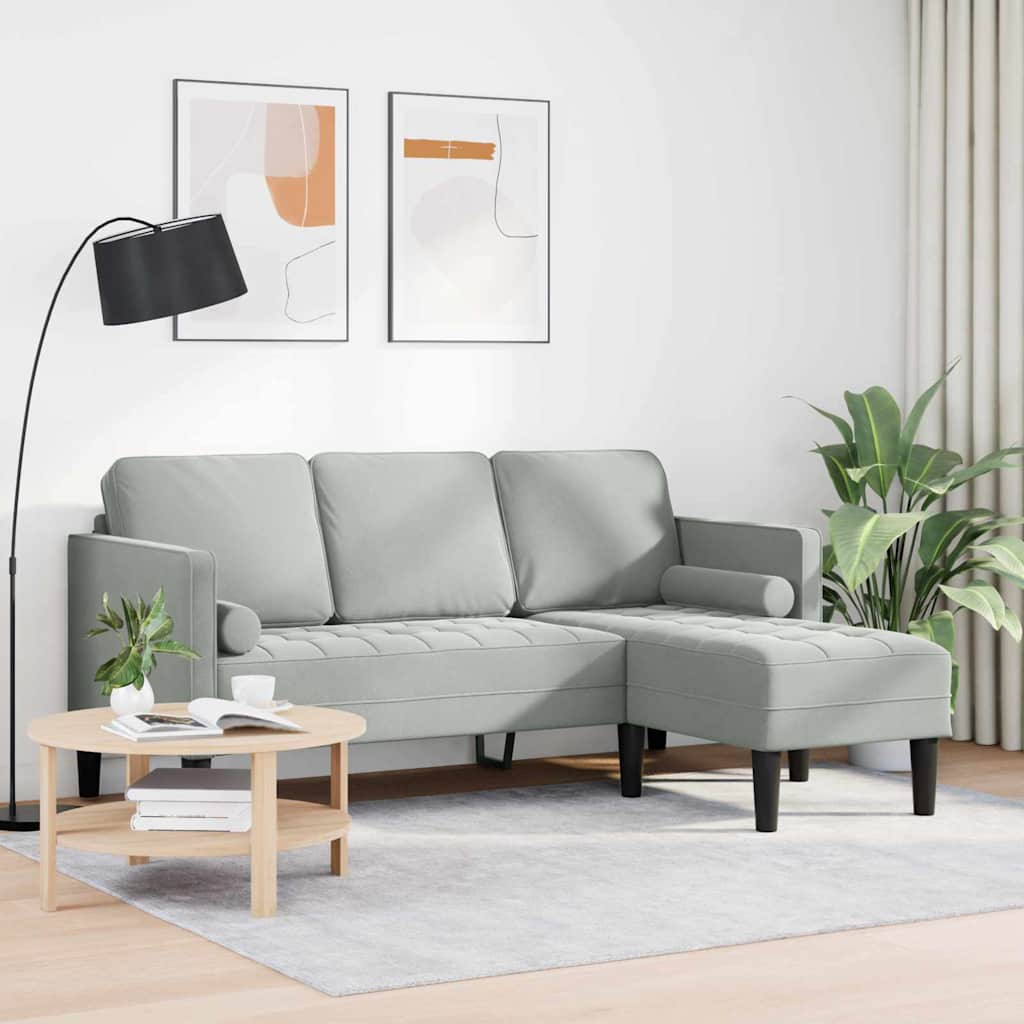 Bankstel met kussen Lichtgrijs Polyester