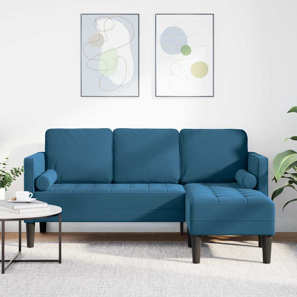 Bankstel met kussen Blauw Polyester