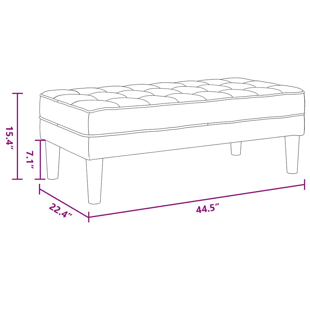 Bank met kussen Lichtgrijs 113 x 57 x 39 cm Fluweel