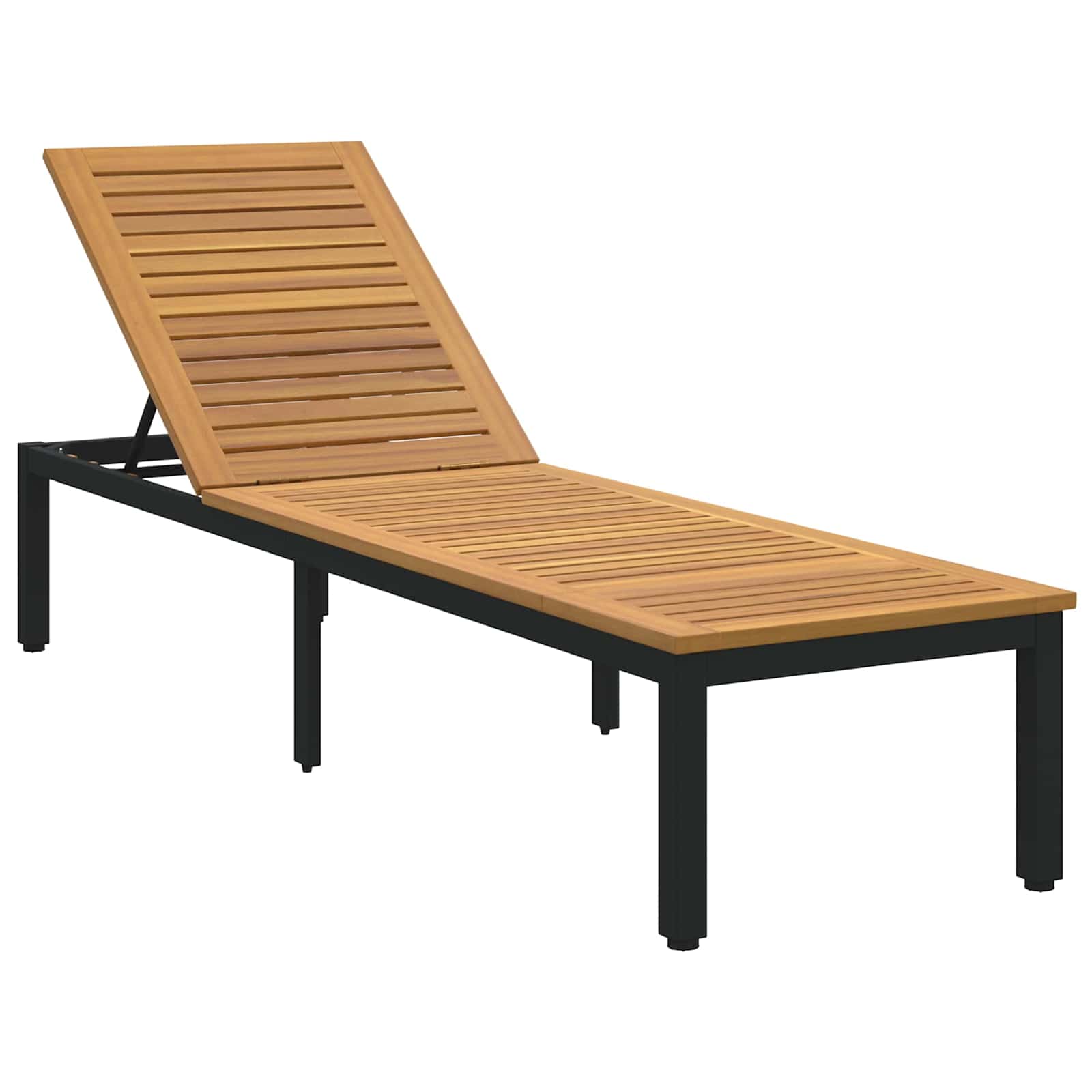 Ligbed Zwart 200 x 55 x 35 cm Massief Acaciahout